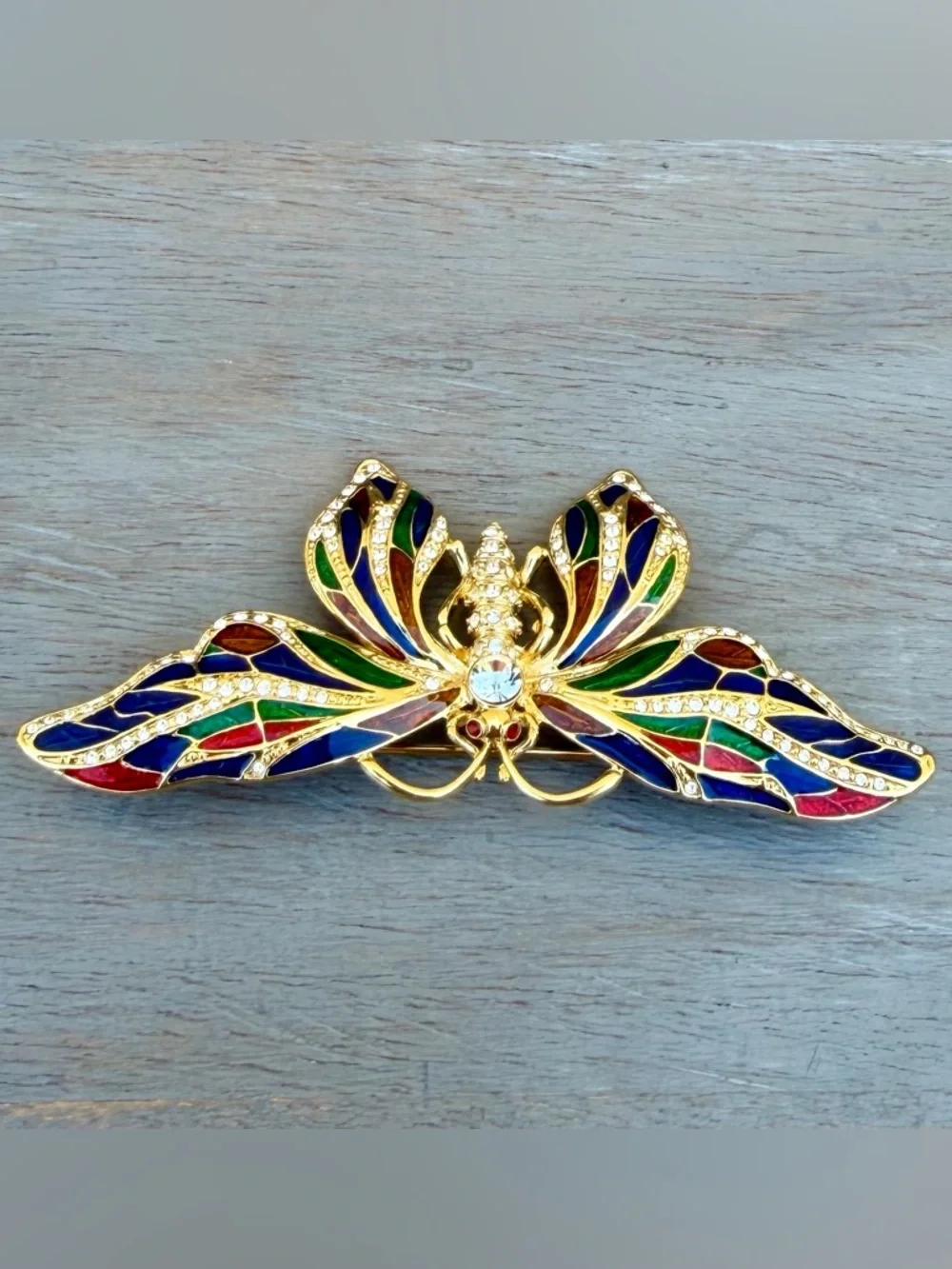 Camrose & Kross JBK Vintage Enamel Rhinestone Butterfly Brooch - Picture 3 of 10